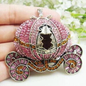 Elegant Pink Carriage Brooch